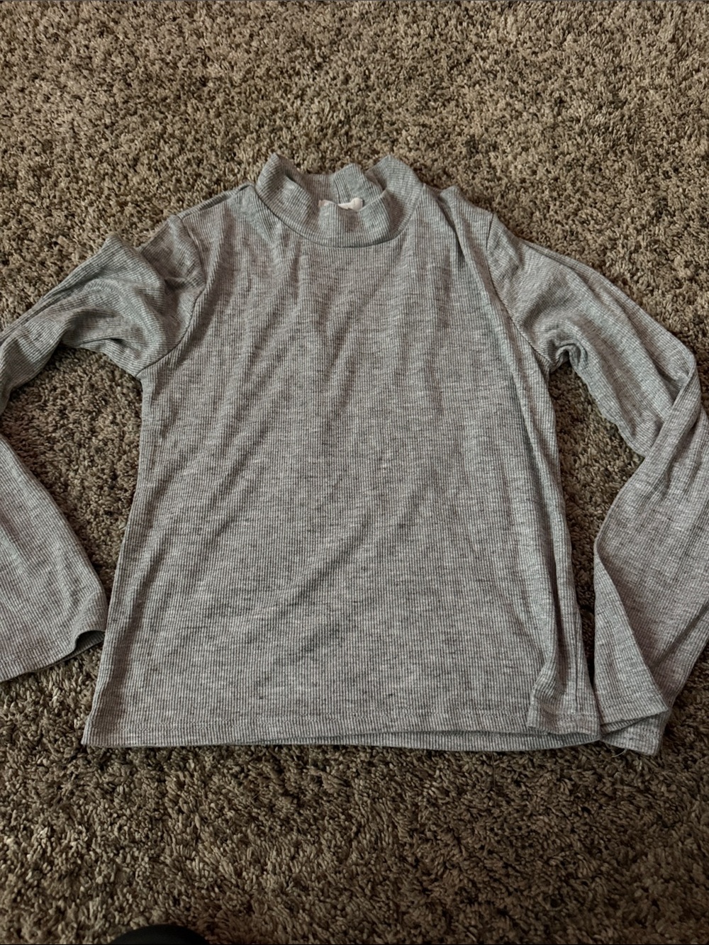 Full Tilt Gray Ribbed Mock Neck Long Sleeve Tee
